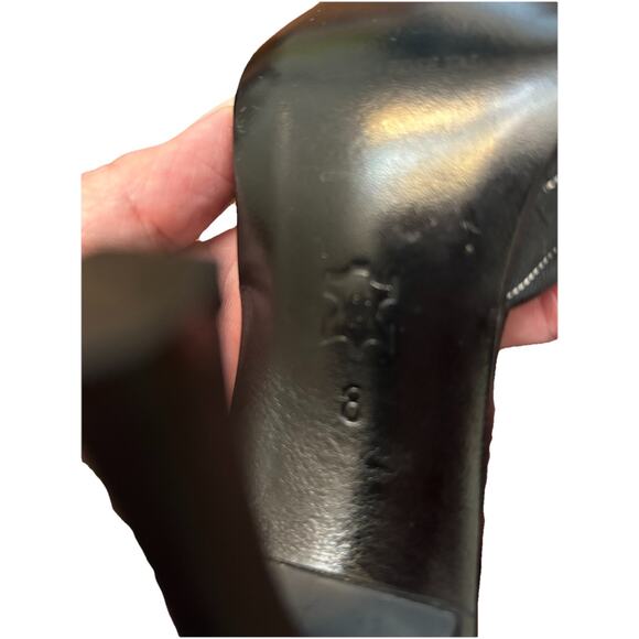 Olivia Rose Tal Black Pinstripe Sequin Point Kitten Heels size 8 - Picture 6 of 7